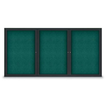 United Visual Products Sliding Door Indoor Enclosed Corkboard, 9 UV9029ACS-SATIN-FORBO